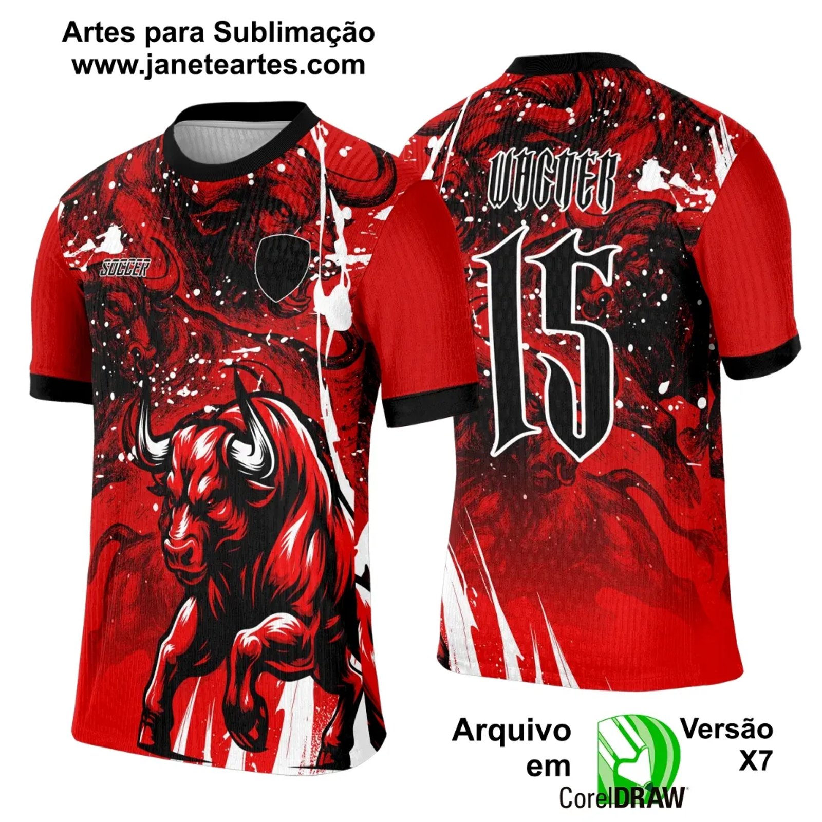 Arte Template Camisa Interclasse Touro Vermelho - 0028
