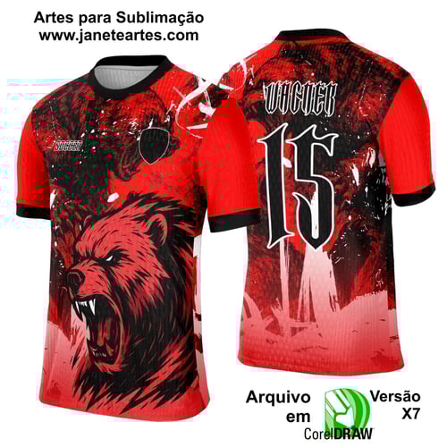 Arte Template Camisa Interclasse Urso Vermelho - 0036