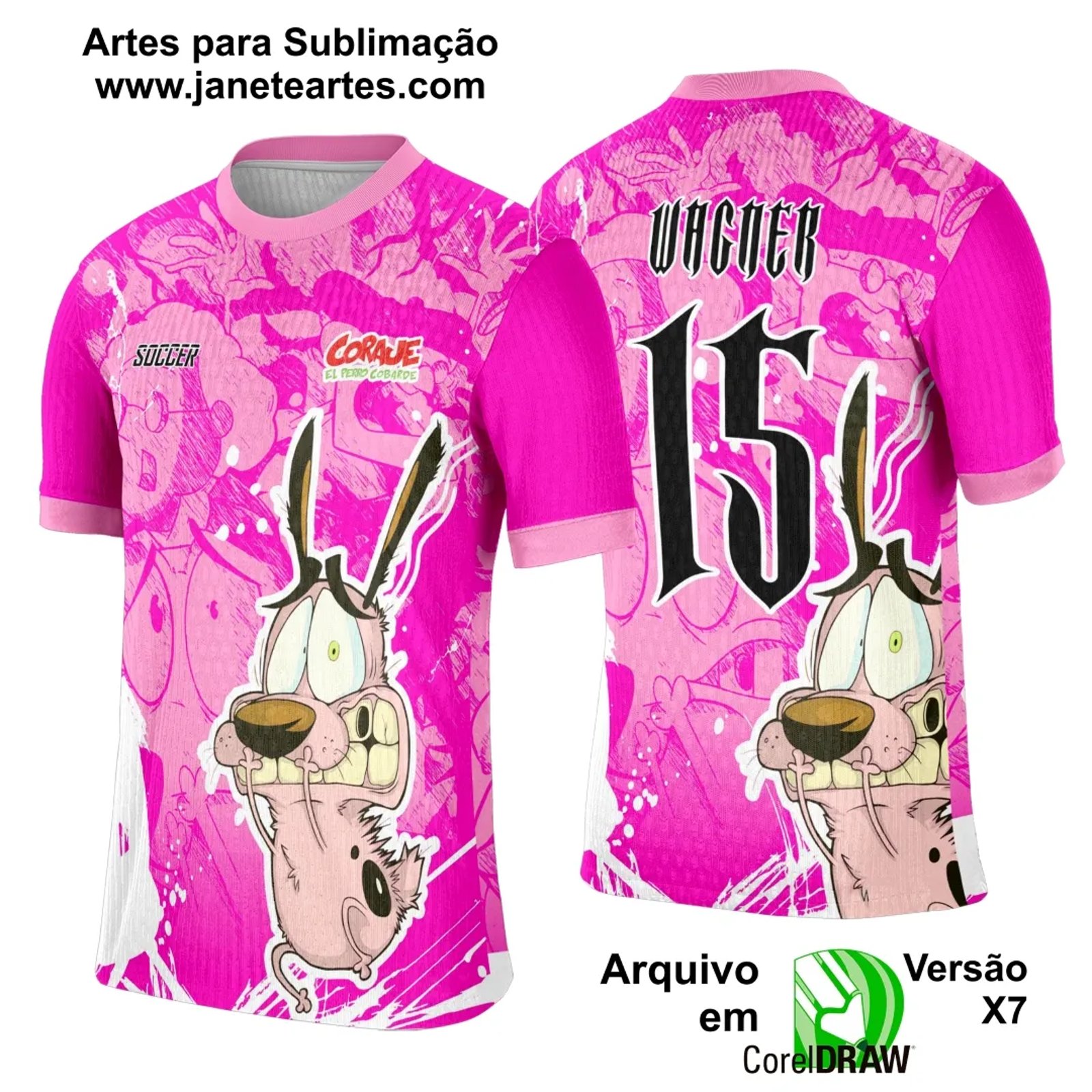 Arte Template Camisa Interclasse Coragem o Cão Covarde - 0058