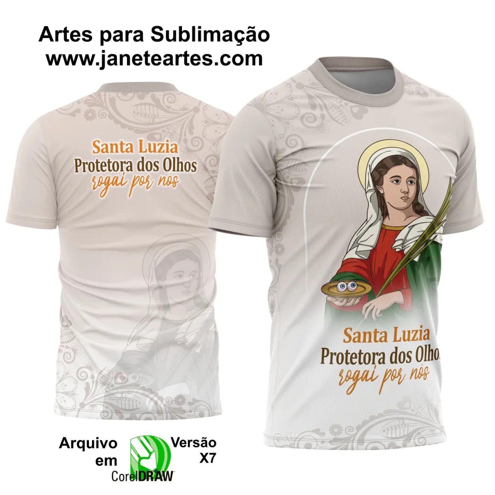 Arte Camisa Religiosa  Santa Luzia - 0011 - Religião