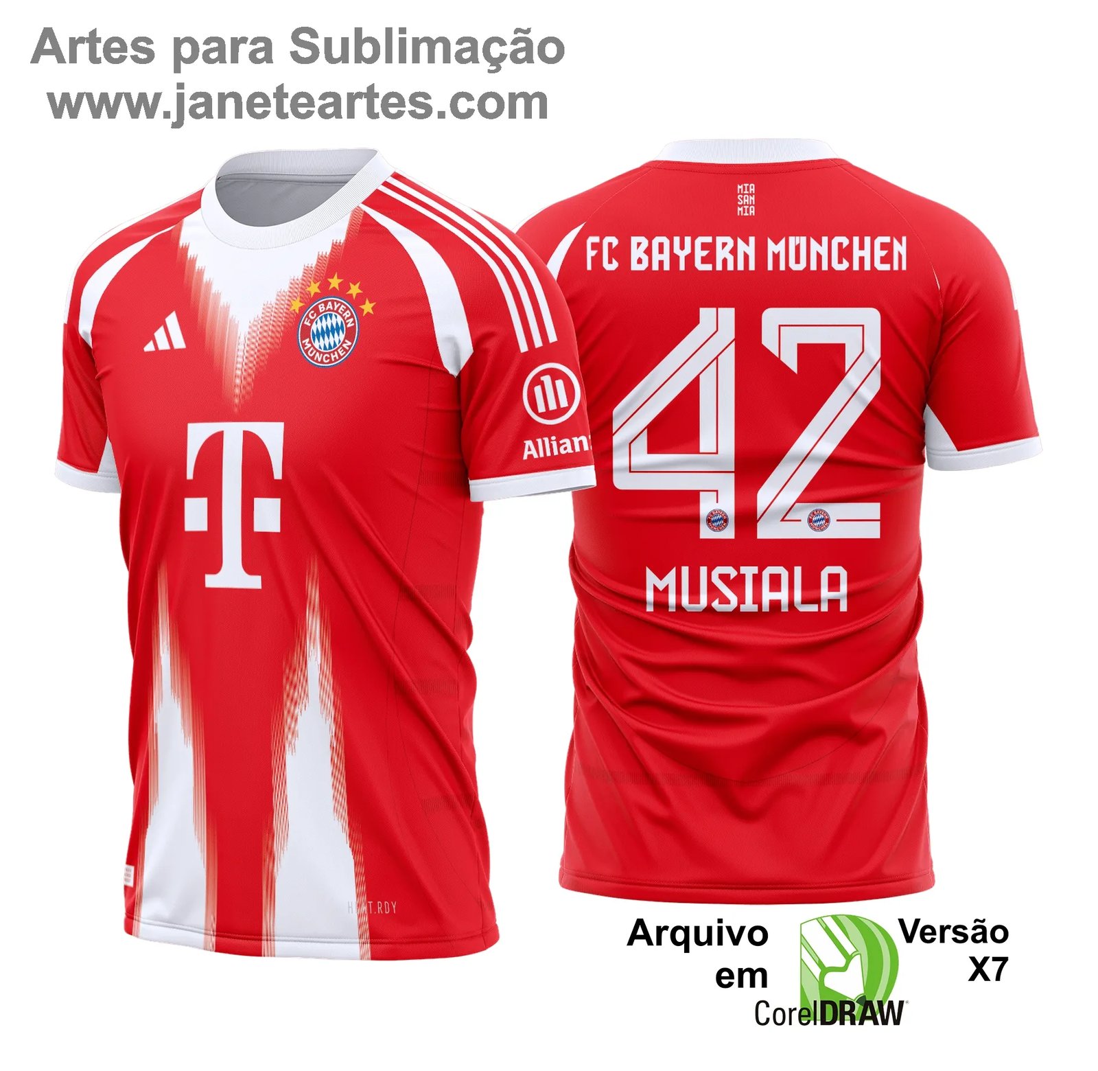 Arte Estampa Camisa Bayern de Munique Titular 2025 - 2026
