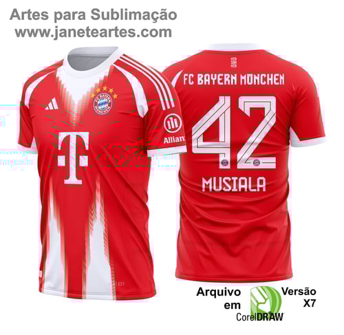 Arte Estampa Camisa Bayern de Munique Titular 2025 - 2026