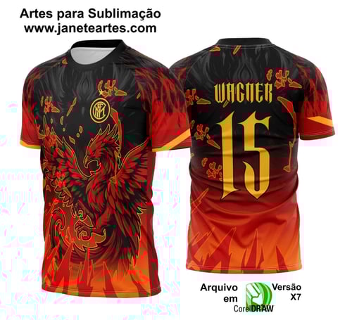 Arte Template Camisa Interclasse Fênix Chamas Laranja - 0085