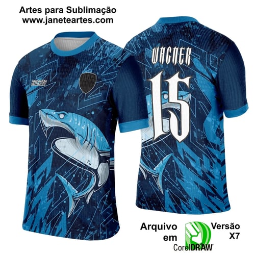 Arte Template Camisa Interclasse Tubarão Azul - 0122