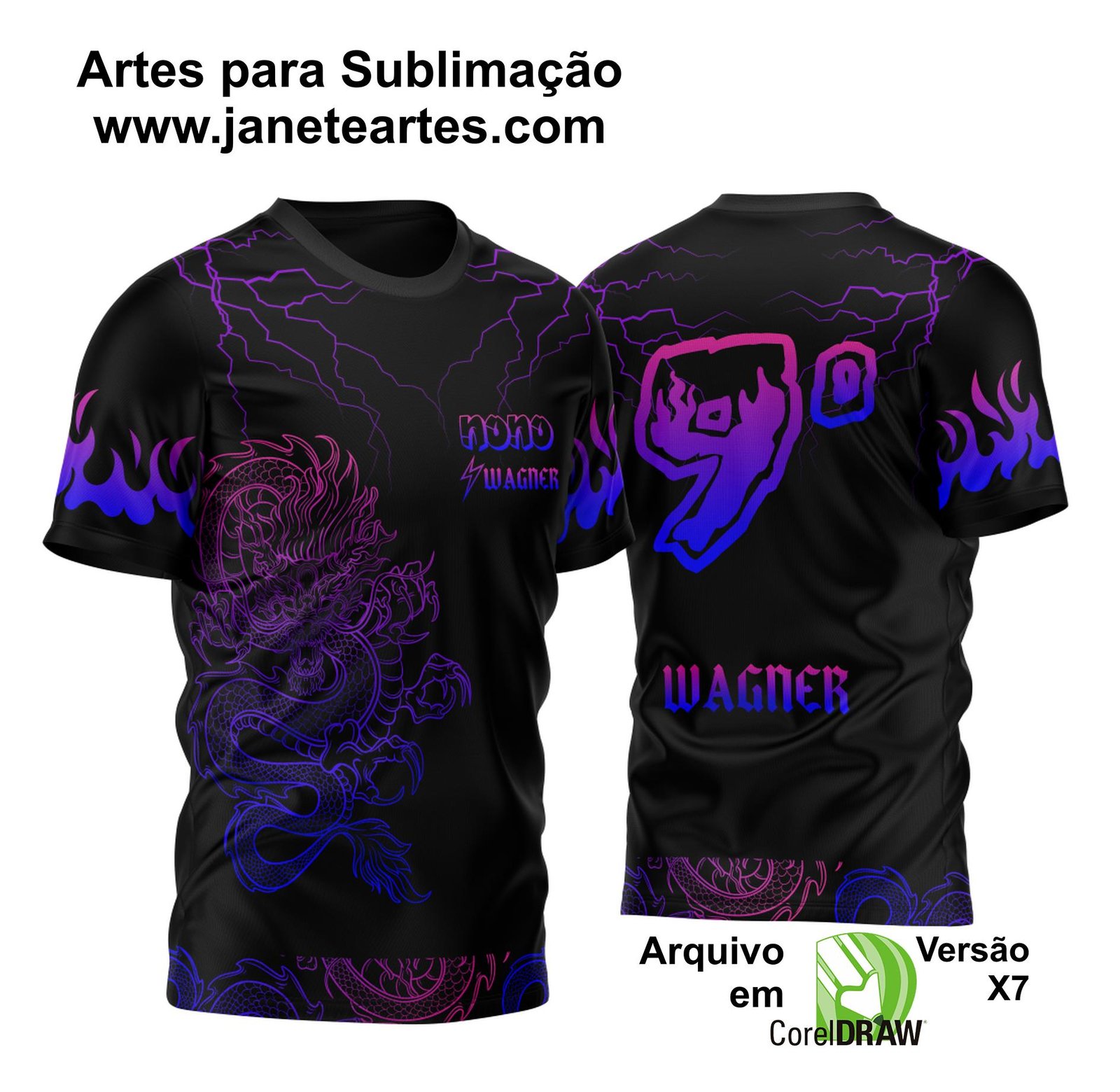 Arte Vetor Camisa Nono Ano Dragão Japonês Raios 2023 Degrade