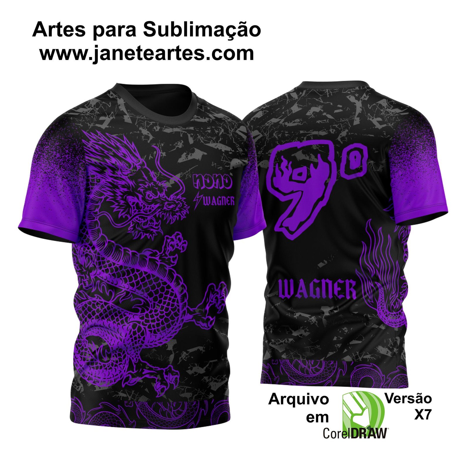 Arte Vetor Camisa Nono Ano Dragão Japonês Partículas 2023 Roxa
