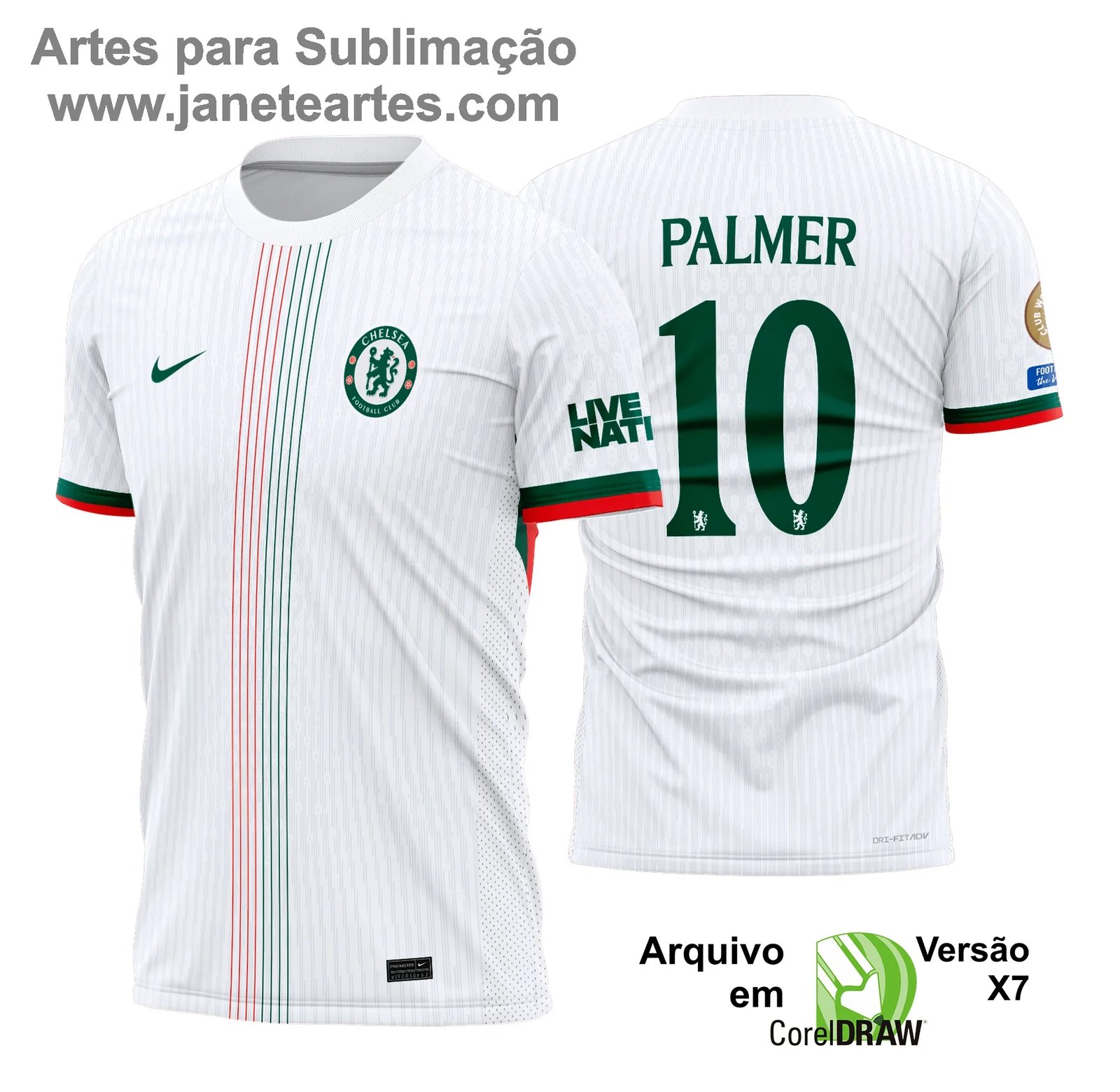 Arte Estampa Camisa Chelsea Reserva 2025 - 2026 - Janete Artes