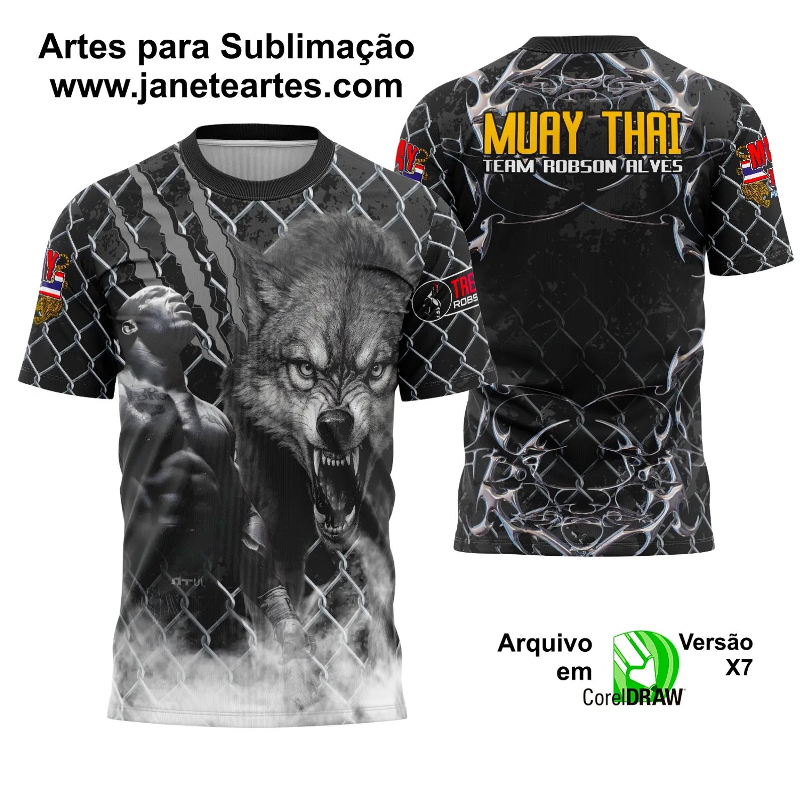 Arte Vetor Camisa Profissão Muay Thai - Janete Artes