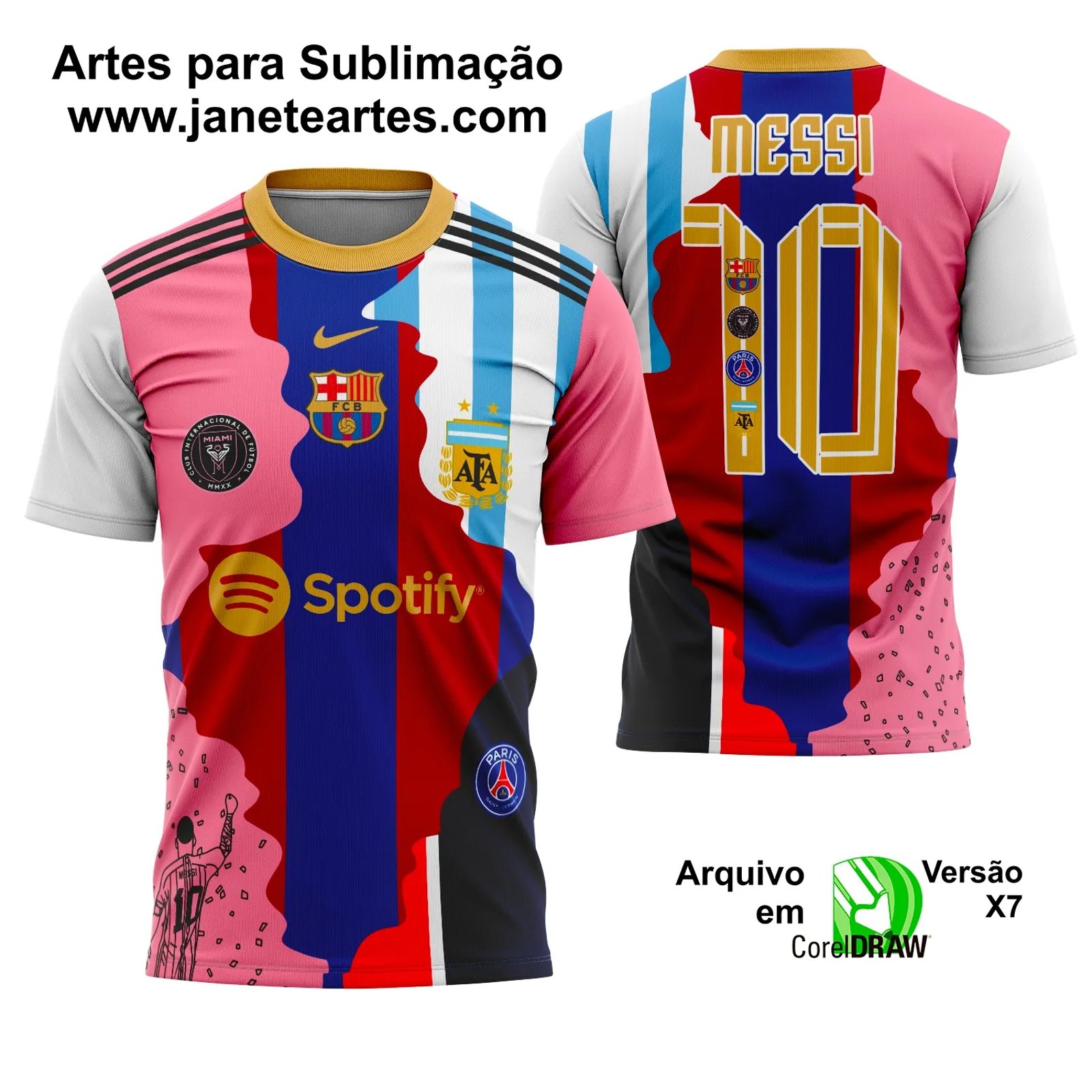 Camisa Comemorativa Messi Estampa Vetor 2025 Vol. 01