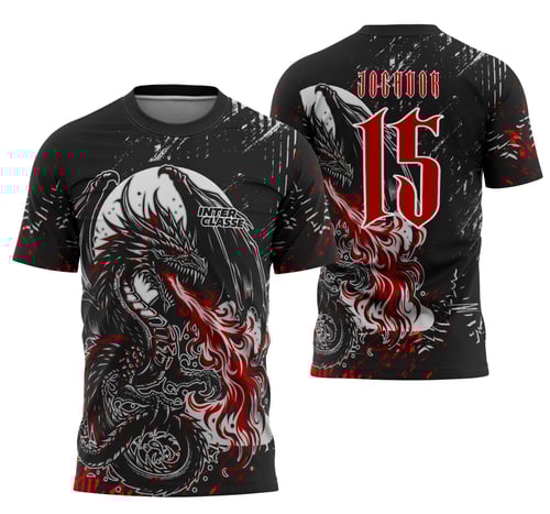 Camisa de Interclasse Dragão Negro com Fogo 2025 – Arte Digital Exclusiva