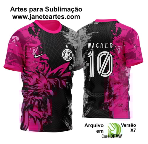 Arte Vetor Camisa InterClasse Inter de Milão Fantasia Fenix Rosa e Cinza 2023