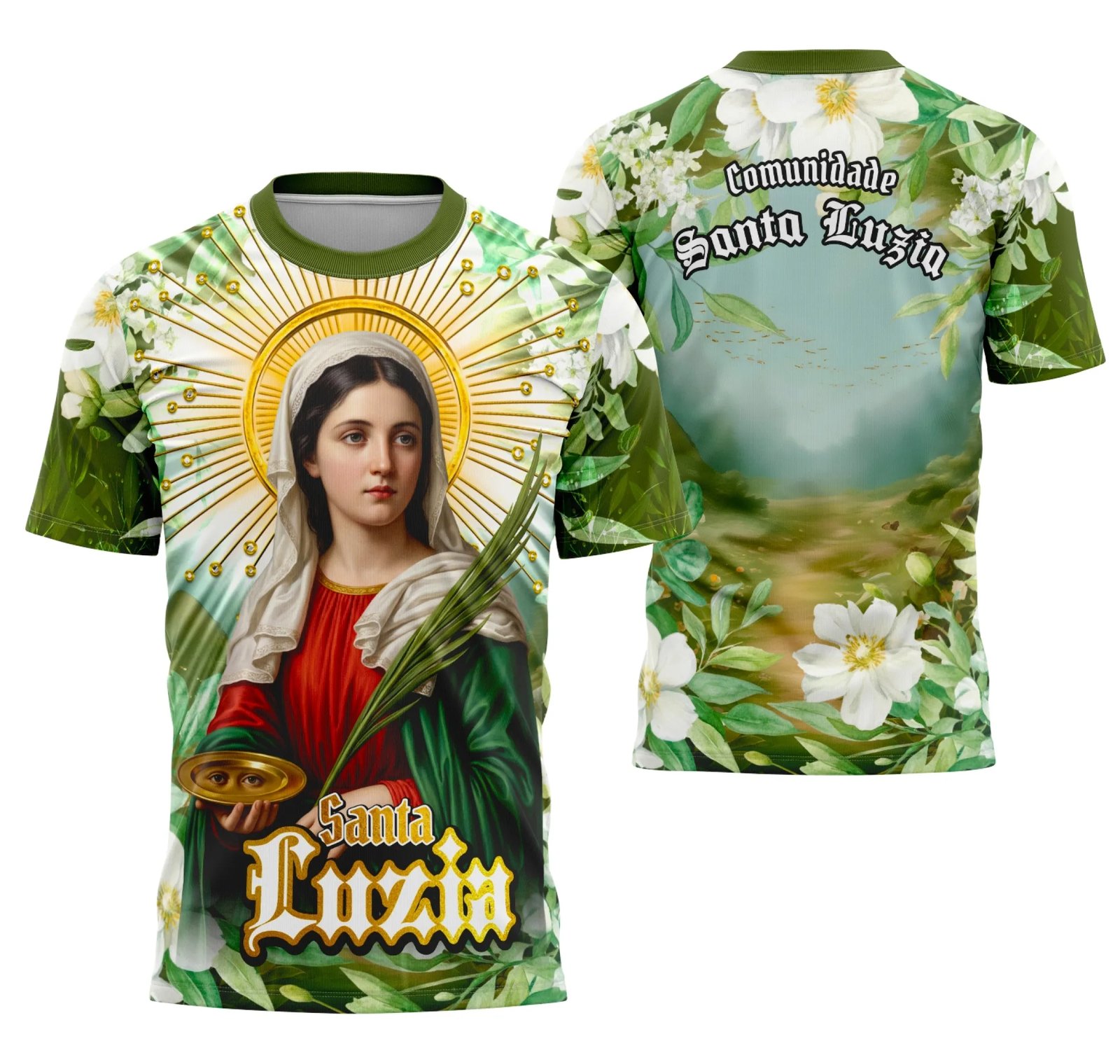 Camisa Santa Luzia Católica Religião - Janete Artes