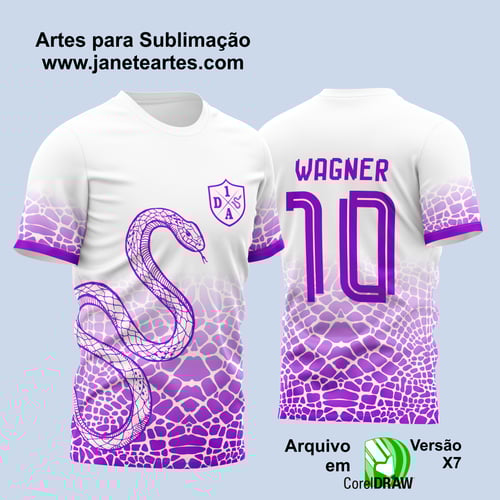 Arte Vetor Camisa Cobra de Time Futebol InterClasse Branca e Roxa