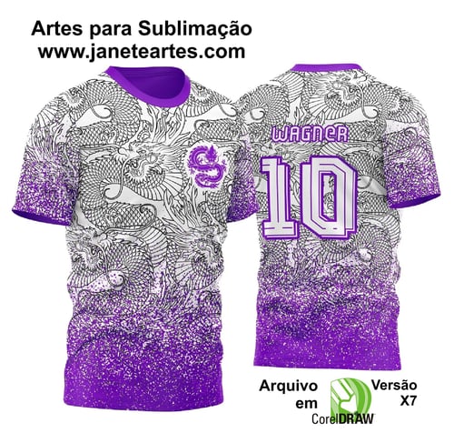 Arte Vetor Camisa InterClasse Dragão Padrão de Fundo Roxo