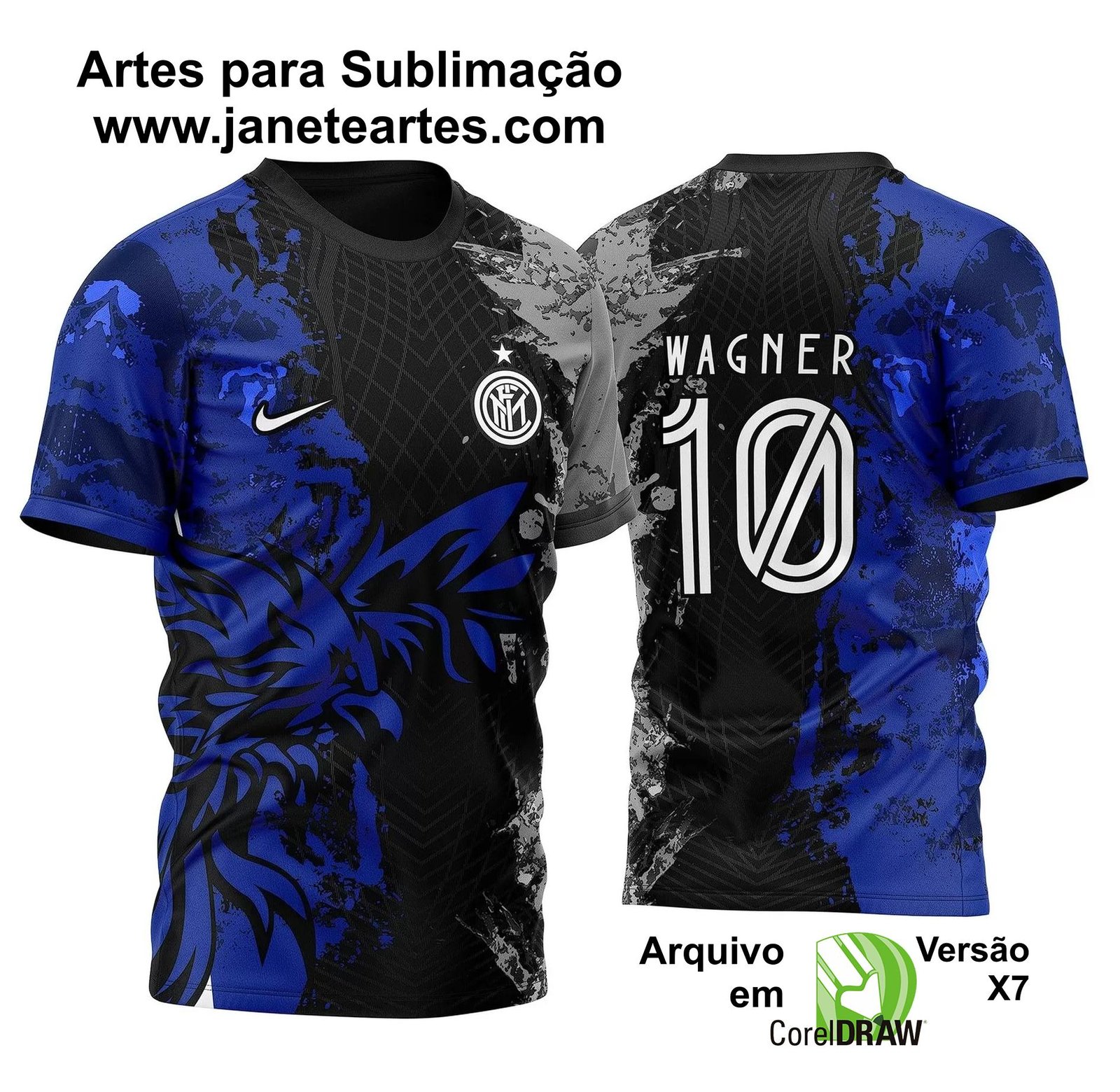 Arte Vetor Camisa Para InterClasse Grunge Fenix Azul 2023