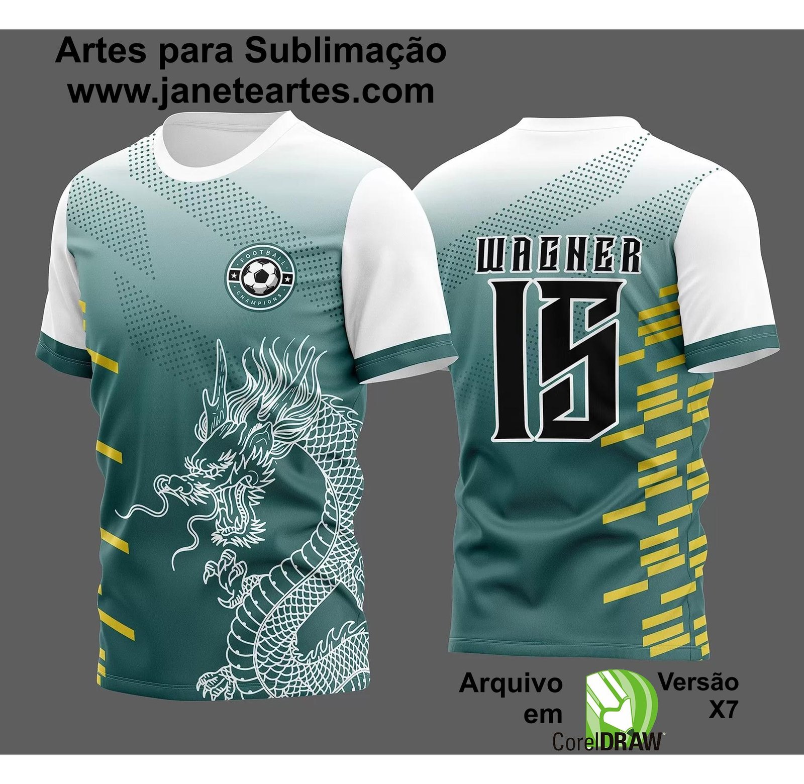 Arte Vetor Camisa InterClasse Dragão Branco 2023 Mod 02