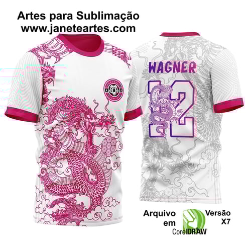 Arte Vetor Camisa Branca Dragão Rosa InterClasse 2023