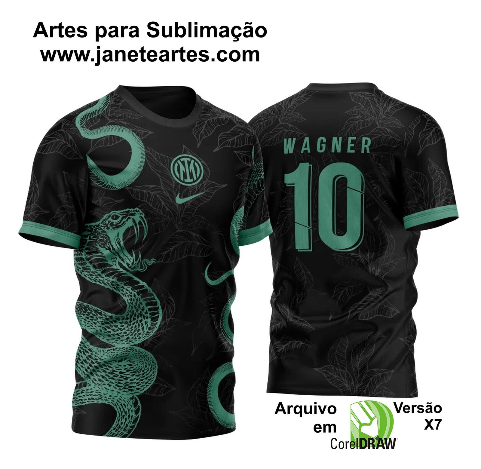Arte Vetor Camisa InterClasse Inter Milan Serpentes Dupla 2023 Verde