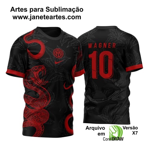 Arte Vetor Camisa InterClasse Inter Milan Serpentes Dupla 2023 Vermelha