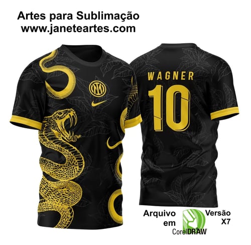 Arte Vetor Camisa InterClasse Inter Milan Serpentes Dupla 2023 Amarela
