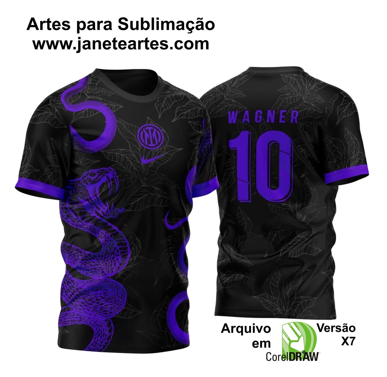 Arte Vetor Camisa InterClasse Inter Milan Serpentes Dupla 2023 Roxo