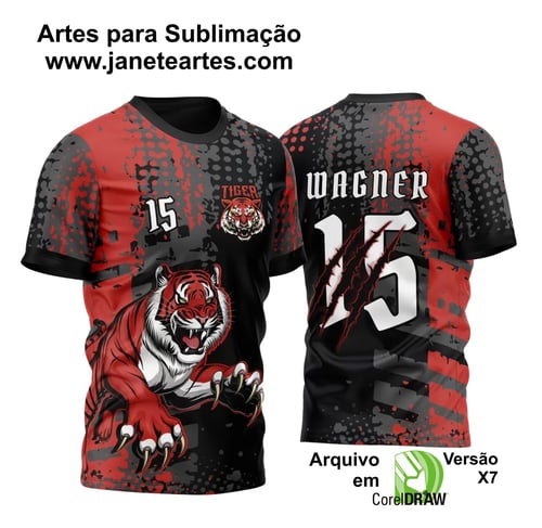 Arte Vetor Camisa InterClasse Tigres 2025 Vermelha
