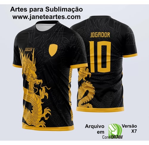 Arte Vetor Camisa InterClasse Dragão Chines Amarelo e Preto 2023