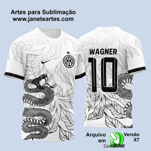 Arte Vetor Camisa InterClasse Cobra Ataque Folhas 2023 Branca