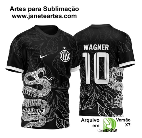 Arte Vetor Camisa InterClasse Cobra Ataque Folhas 2023 Preta