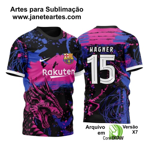 Arte Vetor Camisa InterClasse Barcelona Dragão Rosa 