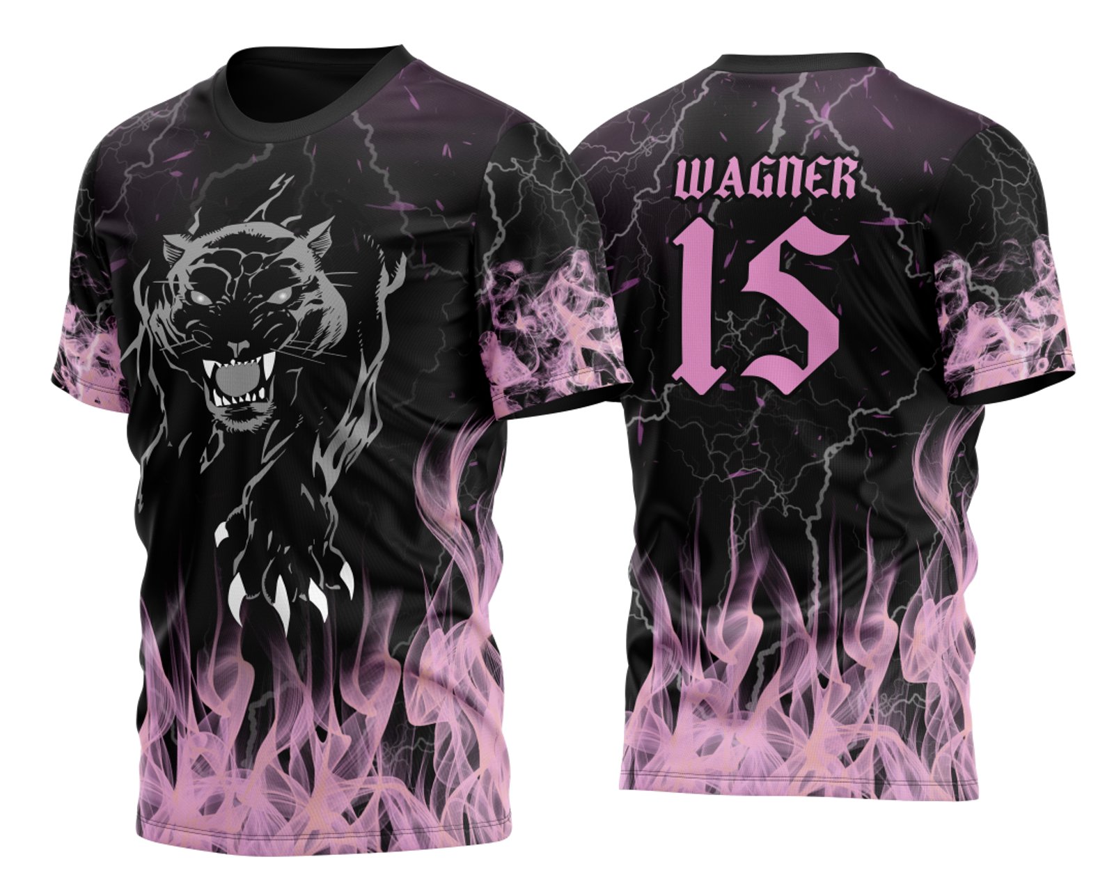 Arte Vetor Camisa InterClasse Pantera Negra Fogo Rosa Claro