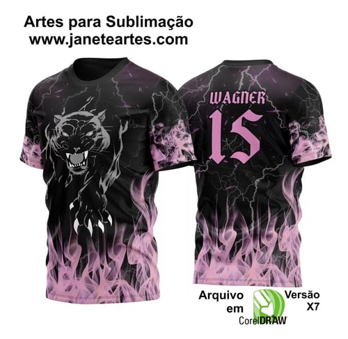 Arte Vetor Camisa InterClasse Pantera Negra Fogo Rosa Claro