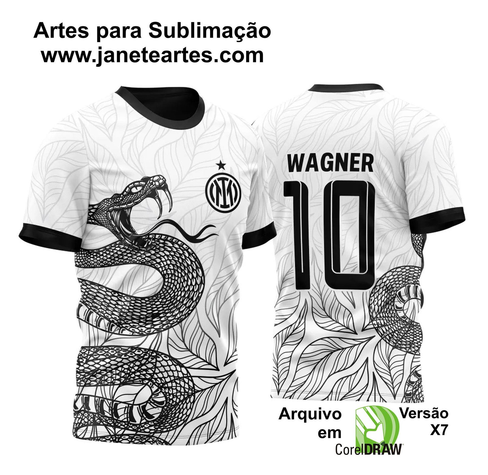 Arte Vetor Camisa InterClasse Cobra Ataque Folhas 2023 Mod2