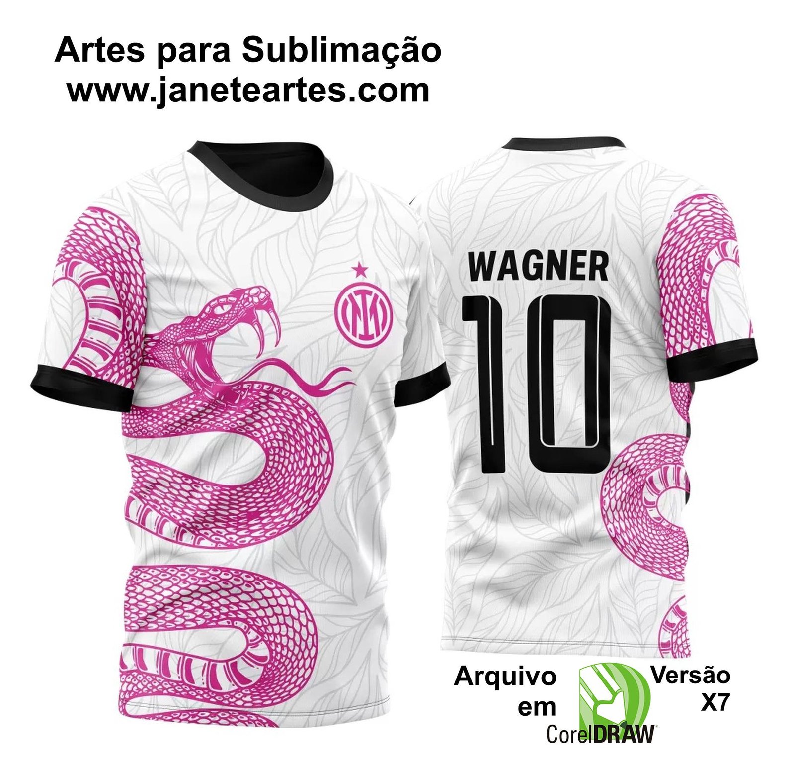 Arte Vetor Camisa InterClasse Cobra Rosa Ataque Folhas 2023