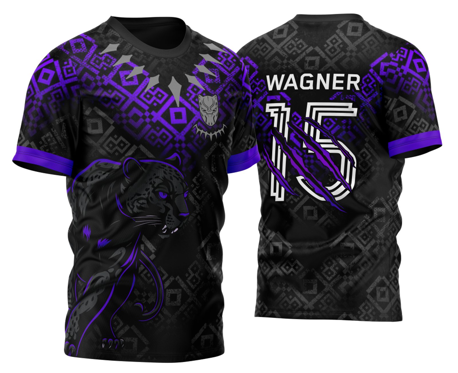 Arte Vetor Camisa InterClasse Pantera Negra Fundo Geométrico Colar