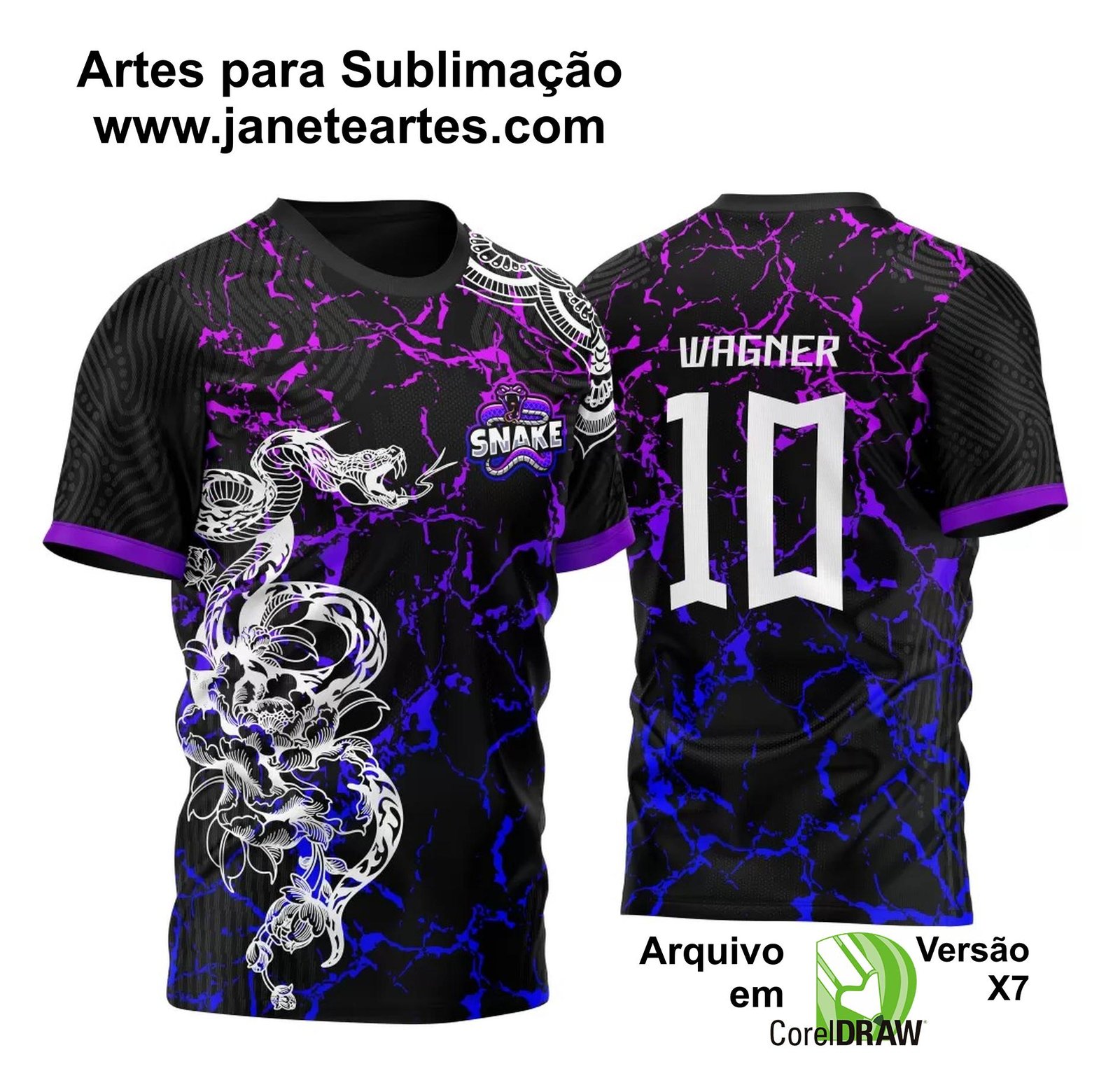 Template Camisa Futebol InterClasse Cobra Venenosa em Campo 2023 - Arte Vetor