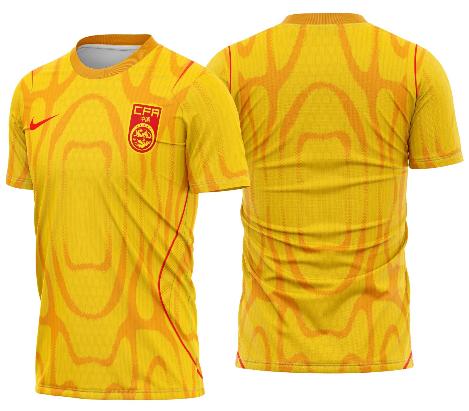 Camiseta unissex preta com logo no peito e estampa grande nas costas inspirada no China Uniforme Reserva 2026, perfeita para quem ama futebol e design moderno.