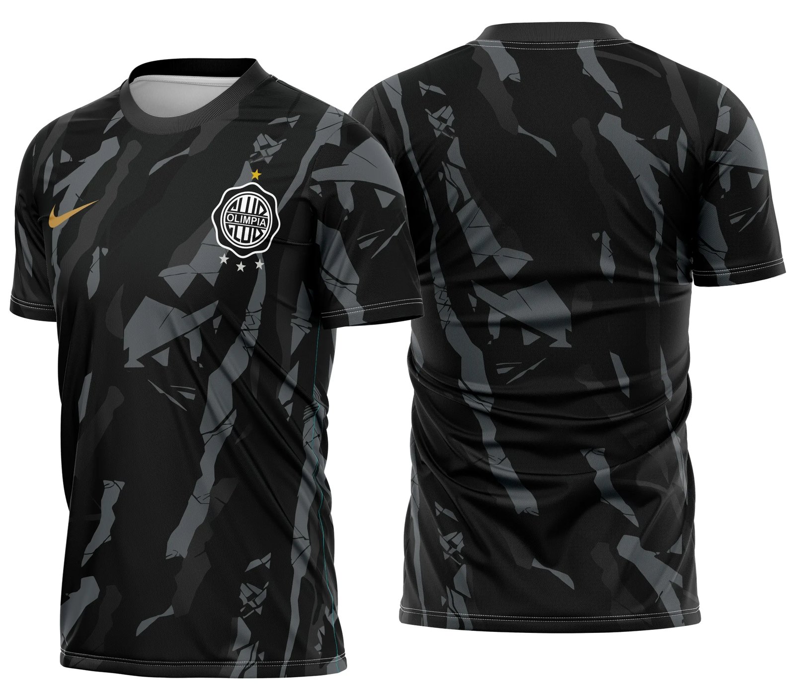Camiseta unissex preta com logo no peito e estampa grande nas costas com tema Olimpia Treinamento 2026, ideal para fãs e atletas que valorizam estilo e conforto.