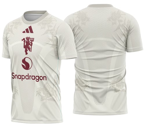 Camisa unissex preta com logo no peito e estampa grande nas costas mostrando o Manchester United Terceiro Kit Vazamento 2026-27, ideal para fãs, estilo moderno e esportivo.