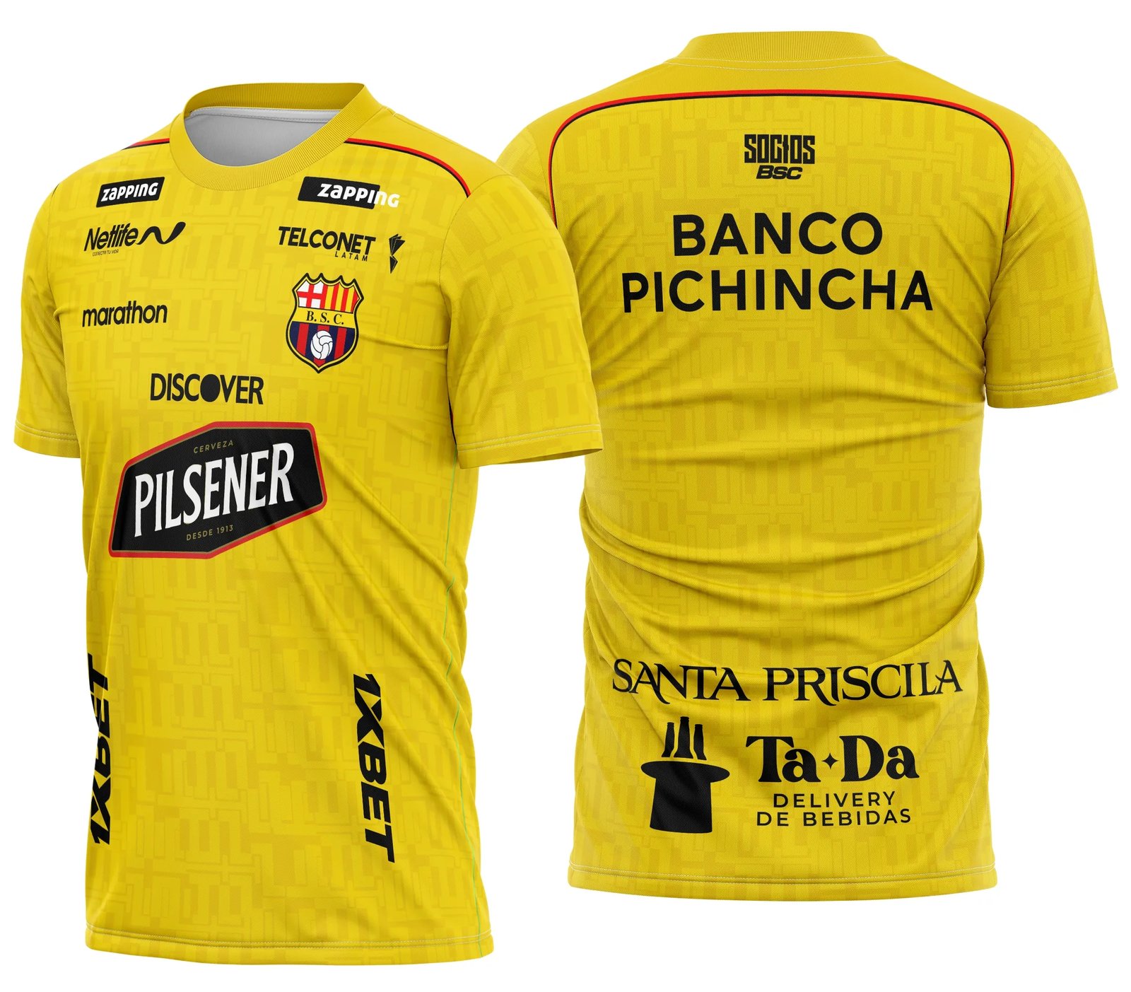 Camiseta unissex preta com logo no peito e estampa grande nas costas inspirada no Barcelona SC Home Kit 2026, perfeita para fãs do time.