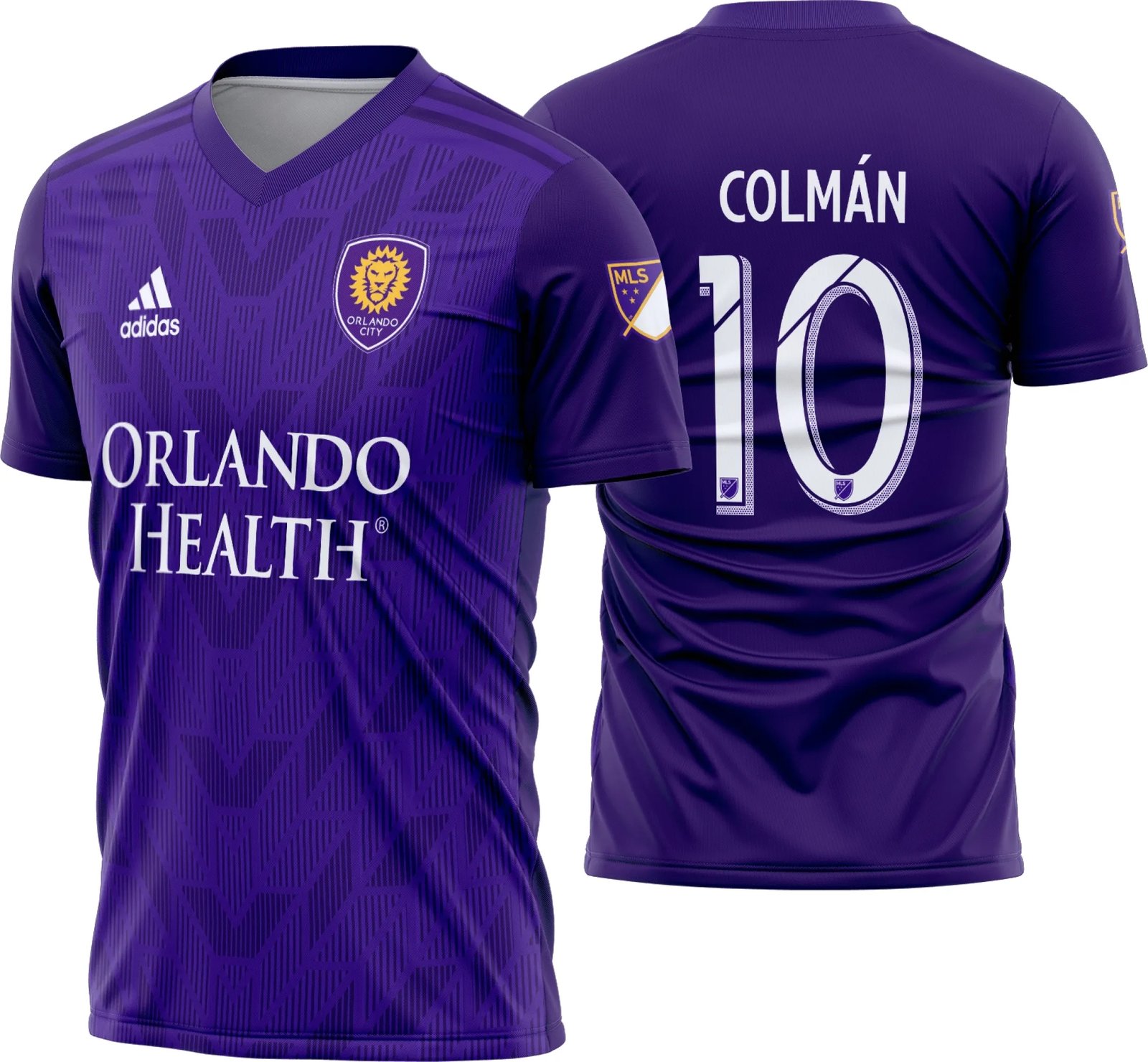 Camiseta unissex preta com logo no peito e estampa grande nas costas do Orlando City Titular 2019-20, perfeita para fãs do time demonstrar paixão com estilo.
