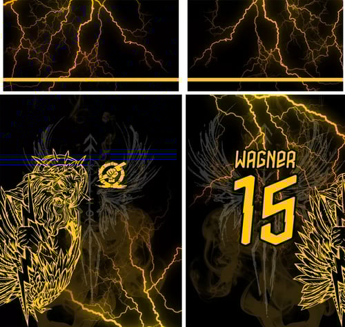 Arte Vetor Template Camisa de InterClasse Zeus Raios Preto e Amarela 2023