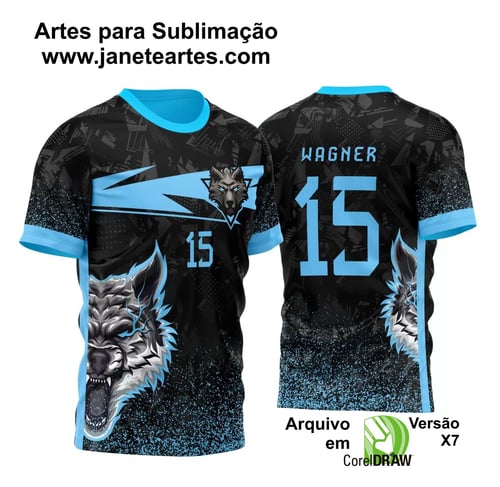 Arte Vetor Template Camisa de InterClasse Lobo Alfa Particulas Azul