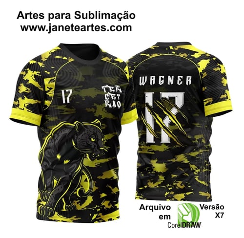 Arte Vetor Template Camisa de InterClasse Pantera Negra Camuflagem Amarela