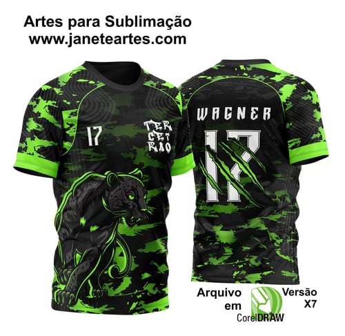 Arte Vetor Template Camisa de InterClasse Pantera Negra Camuflagem Verde