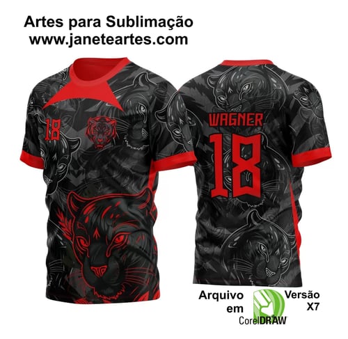 Arte Vetor Template Camisa para InterClasse Pantera Negra Padrão 2023 Vermelha