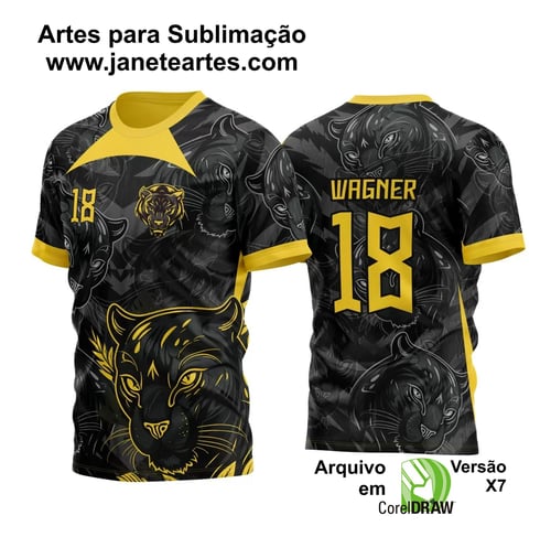 Arte Vetor Template Camisa para InterClasse Pantera Negra Padrão 2023 Dourada
