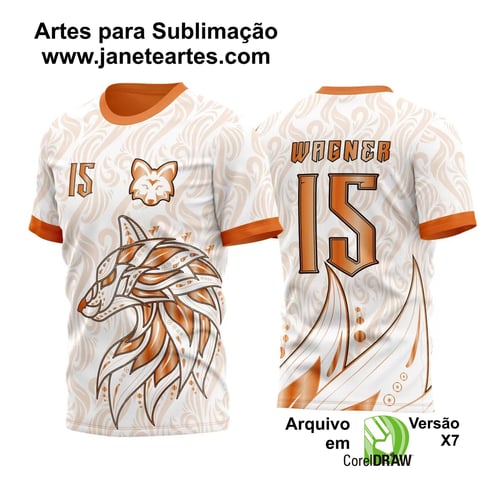 Arte Vetor Template Camisa para InterClasse Fox Branca e Laranja
