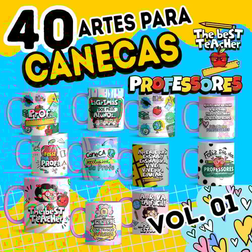 Kit 40 Artes Para Caneca Dia Dos Professores PNG 2023