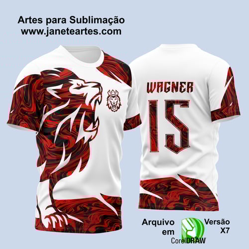Arte Vetor Template Camisa para InterClasse Leão Pintura Líquida Vermelha